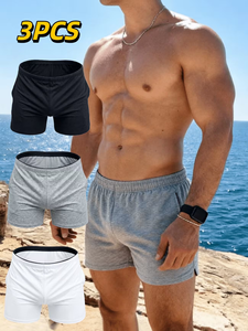 Men's Solid Color Boxer Shorts Mid-Rise Knitted Cotton Breathable Underwear Gray Comfortable Adults Customizable Colors Made - Product Image 2