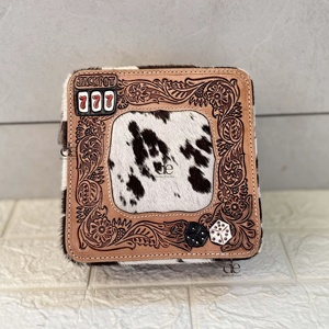 Hand Tooled Leather Big Size Jewelry Storage Box Organizer Handmade <b>Makeup</b> Box Square Fashionable Cute Cowhide Organizer Box - Product Image 1