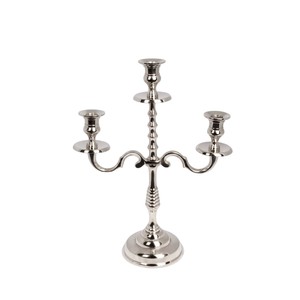 Candélabre de table en métal argenté à 3 bras pour décoration d'événements de mariage, porte-bougie en aluminium poli, vente en gros - Product Image 1