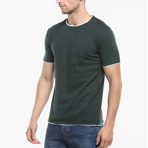 100% Cotton O-Neck Short Sleeve Regular Fit Solid Eco-Friendly Casual Men's Knitted T-Shirt 240 Grams Custom Front <b>Logo</b> - Product Image 3