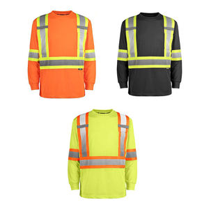 Camiseta de Seguridad de Manga Larga de Alta Visibilidad, Ropa de Trabajo Industrial Reflectante, Transpirable, Cuello Redondo, Uniforme de Construcción e Ingeniería - Product Image 2