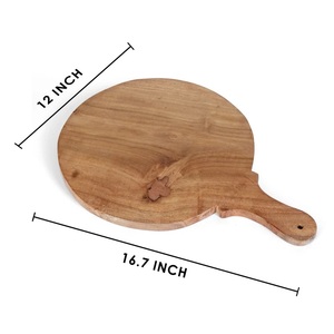 Tabla de cortar redonda de madera de acacia al por mayor, acabado liso con asa, perfecta para cortar, servir y exhibir en la cocina. - Product Image 4