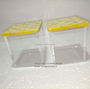 Luxury Acrylic <b>Wooden</b> Mop Work Container Modern <b>Plant</b> Yellow Morocon Dessert Container Acrylic Lid Different Sizes for Weddings - Product Image 2