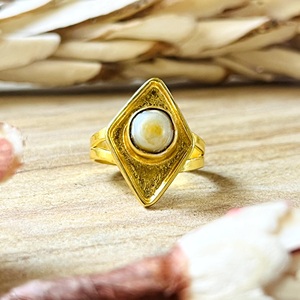 New Arrival Boho Geometric <b>Ring</b> Tribal Brass Band Women 18k <b>Gold</b> Plated Minimalist Diamond Shape <b>Opal</b> Jewelry Wholesale/OEM/ODM - Product Image 1