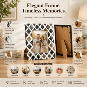 <b>Black</b> & White Geometric Wooden <b>Photo</b> <b>Frame</b> Handmade Mosaic Tabletop Picture <b>Frame</b> | Modern Decorative <b>Photo</b> <b>Frame</b> for Home room - Product Image 4