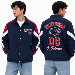 เสื้อโค้ชผู้ชายแบบกำหนดเอง ปักชื่อทีมและหมายเลขได้ตามต้องการ เสื้อกันลมลำลองสำหรับเล่นกีฬา - Product Image 3