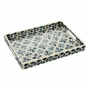 Handmade Wooden Mother Of Pearl <b>Mosaic</b> Serving Tray For Luxury Dining And Decorative Table Display - Product Image 3