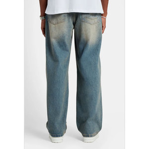 Pantalon en jean vintage ample et décontracté pour homme, coupe ample, streetwear de haute qualité, denim légèrement délavé - Product Image 2