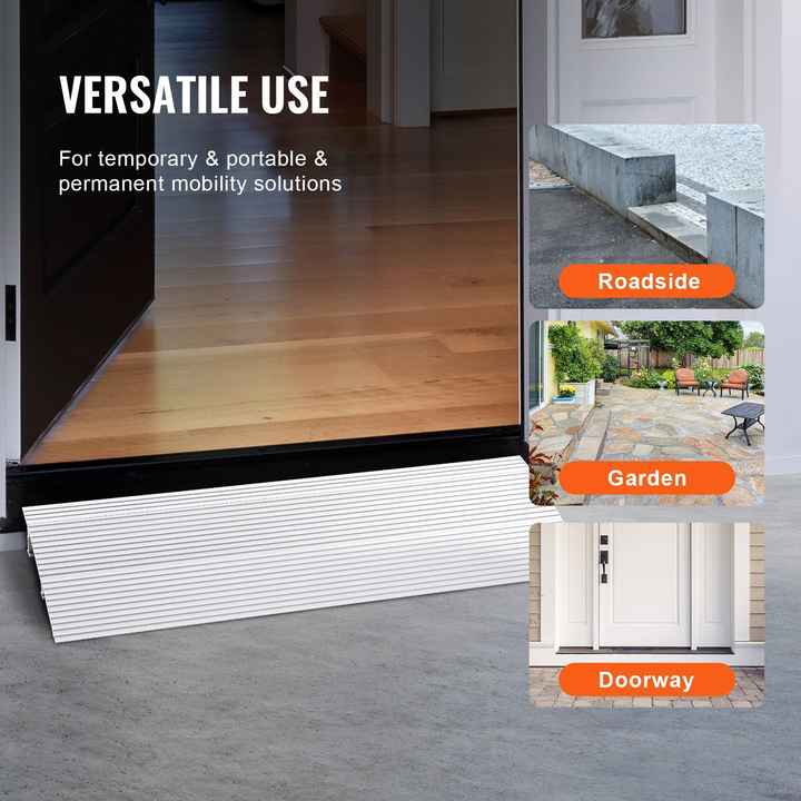Adjustable 2\" Rise 800 Lbs Load Capacity Aluminum Door Threshold Ramp for Wheelchairs Power Chairs-Doorway Modular Ramp