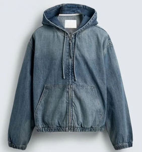 <b>Mens</b> Vintage Acid Washed Denim Zip Up Hoodie Oversized Streetwear <b>Jacket</b> Wholesale - Product Image 5