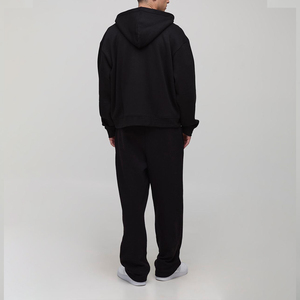 Sweat à capuche zippé surdimensionné personnalisé de haute qualité pour homme, double fermeture éclair, polaire légère, 100 % coton, logo brodé, poche tricotée - Product Image 2