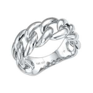 Anillo de Eslabones Cubanos Lisos de Lujo, Acabado Pulido, Unisex, Cadena de Eslabones Texturizados, Joyería Fina Moderna y Elegante, Oro Sólido de 10K, 14K, 18K - Product Image 5