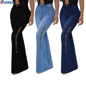 Nouvelle Arrivée Jean Évasé Taille Haute Femme en Denim Bleu Coupe Bootcut Pantalon Évasé Tendance Jean Skinny Femme Jean en Denim pour Femme - Product Image 1