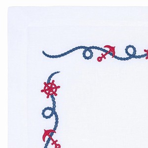 Custom Embroidery Anchor Boat Design <b>Placemat</b>&Napkin Set for Home Restaurant White Cotton Luxury <b>Placemat</b>&Napkin Set - Product Image 3