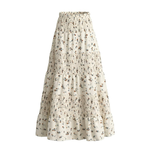 Women's High Waist A-Line Tiered Ruffle <b>Skirt</b> Solid Color Floor-Length <b>Chiffon</b> Soft Pleated Style All Seasons Wear - Product Image 3