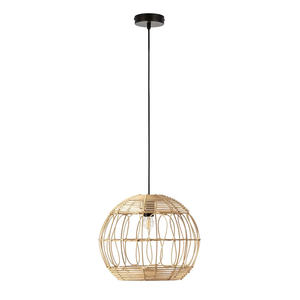Lámpara Colgante de Techo con Forma de Esfera Geométrica, Cubierta de Mimbre Ovalada, Pantalla de Ratán, Estilo Aéreo - Product Image 2