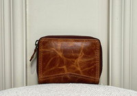 Cuir véritable Hommes Portefeuilles Femmes Mini Double Couche Porte-cartes d'identité Porte-monnaie Pochette de rangement Sac d'affaires court