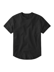 T-shirt décontracté à manches courtes et col rond bleu marine uni pour hommes – Vente en gros - Product Image 1