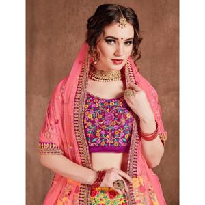 Lovely Yellow Colored Bridal Wear Bordado Lehenga Choli - Product Image 3