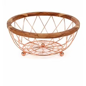 Panier à fruits en fil métallique style campagnard noir avec base en bois et bordure en corde de jute pour comptoir de cuisine – Offre spéciale - Product Image 5