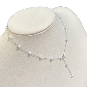 Collier en perles d'eau douce naturelles de 4-5 mm pour femmes, style simple, chaîne bébé, pendentif carré, petit bijou en perles - Product Image 1