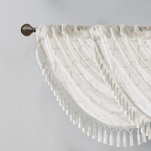 Mantovana a cascata bianca ricamata con diamanti 38x46 pollici eleganti tende e mantovane - Product Image 3
