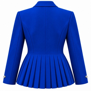 Blazer plisado azul real personalizado para mujer con logo bordado, doble botonadura, chaqueta formal para equipo de hermandad - Product Image 2