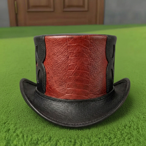 Premium quality custom made Handmade Black <b>Red</b> Leather Steampunk <b>Top</b> <b>Hat</b> Gothic Victorian Cosplay Festival <b>Hat</b> - Product Image 4