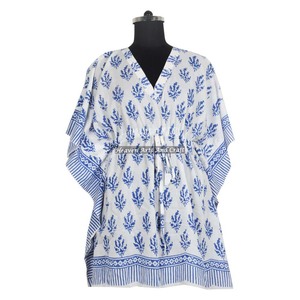 Kaftán corto de algodón crepé sin mangas, estampado a mano, para playa, tipo vestido, asequible, estilo africano tradicional. - Product Image 6
