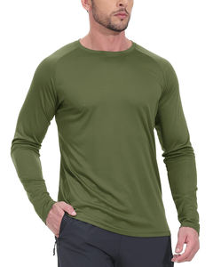 T-shirt homme vert olive à manches longues, coupe slim, séchage rapide, tricoté, col rond, décontracté, de bonne qualité et confortable. - Product Image 5