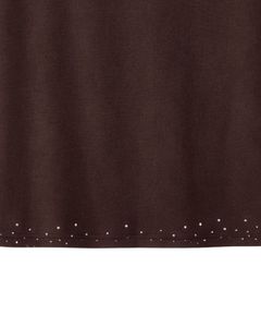 Camiseta de Algodón para Mujer, Color Marrón Oscuro, con Pedrería, Estilo Casual, Manga Corta, Verano, Moda, Logotipo Personalizado, Fabricante OEM, Venta al Por Mayor - Product Image 6