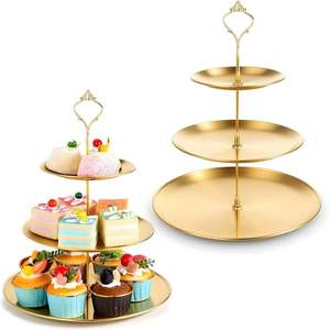 Gold 3 Tier Round Cake <b>Stand</b> Metal Dessert Display Rack Reusable Hand <b>Wash</b> Only - Product Image 5