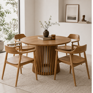 ARTERRA Ensemble de salle à manger de luxe écologique en teck massif fait main avec table à plateau lamellé et fauteuils modernes pour maison, appartement, hôtel, villa - Product Image 6