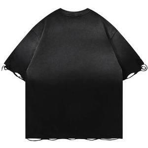 Camiseta Negra Extra Grande de Algodón para Hombre, Manga Corta, Cuello Redondo, Estilo Urbano, Lavada - Product Image 2