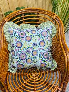 Juego de 5 Fundas de Cojín de Algodón con Estampado Floral y Volantes, Fundas Decorativas para Almohadas - Product Image 3