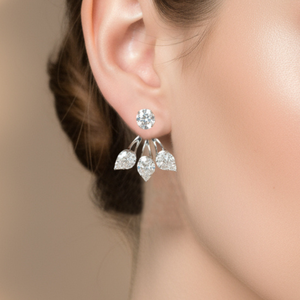 Pendientes de Oro Sólido de 18K con Diamantes Naturales en Corte Ilusión VVS1/VS1 - Product Image 1