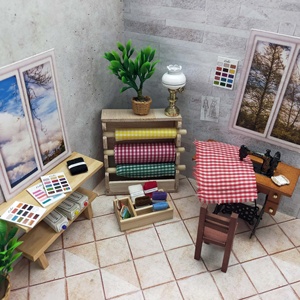 ชุดเฟอร์นิเจอร์ห้องเย็บผ้าสำหรับบ้านตุ๊กตาขนาด 1:12 ของเล่นตกแต่งห้องทำงานขนาดจิ๋วสำหรับเด็กอายุ 14 ปีขึ้นไป - Product Image 1