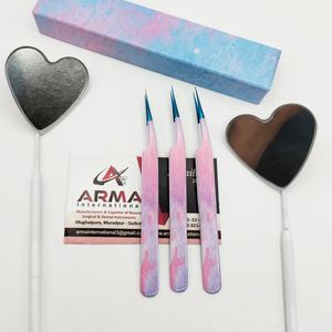 Pince à épiler professionnelle en acier inoxydable anti-magnétique durable pour extensions de cils avec pointe lisse, option logo personnalisé et marque privée - Product Image 2