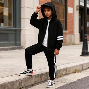 Conjunto de Sudadera con Capucha y Pantalones Deportivos para Niños y Niñas, Traje Deportivo de Algodón y Felpa para Invierno y Otoño - Product Image 3