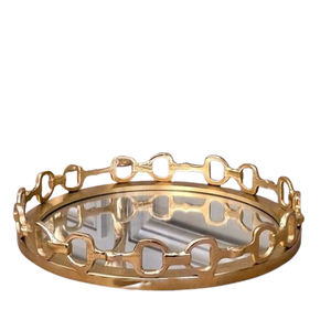 Plateau d'appoint de table en aluminium plaqué or au design irrégulier en forme de feuille, pour cuisine et salle à manger - Product Image 5