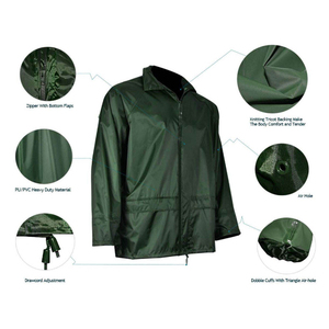 Durable Waterproof Hooded Long Solid <b>Rain</b> Suit Set PU Coated Polyester/Nylon OEM Bulk Supply Wholesale Export Construction - Product Image 6