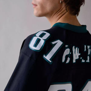 เสื้อเจอร์ซีย์อเมริกันฟุตบอลแบบตาข่ายสำหรับทุกเพศ พิมพ์ลายแบบซับลิเมชั่น เสื้อโอเวอร์ไซส์สไตล์สตรีทแวร์ เสื้อกีฬาระบายอากาศได้ดี ผลิตจากโพลีเอสเตอร์ 100% ขายส่ง - Product Image 6