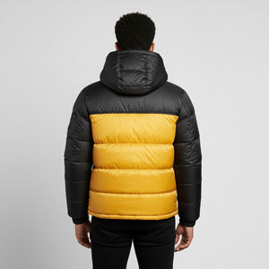 Blouson d'hiver imperméable léger de haute qualité pour homme, disponible en différentes tailles, avec capuche, col montant, deux tons, style bomber. - Product Image 2