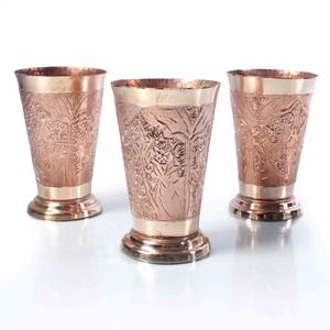Gobelet élégant en cuivre avec motif géométrique traditionnel gravé, tasse décorative en métal pour la maison, l'hôtel et le restaurant - Product Image 5
