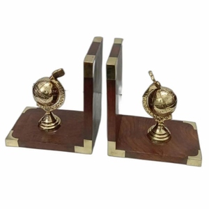 Vintage design Golden Political World Globe Bookend Set Decorative Office Desk Book Holder Map Design 5x5 Inch Size Home Decor - Product Image 4