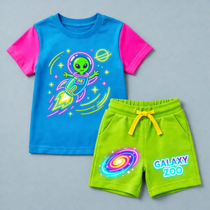 Ensemble de vêtements d'été pour enfants, t-shirt et short, tenue décontractée respirante, deux pièces, vêtements pour enfants, taille personnalisée, fabrication OEM - Product Image 5