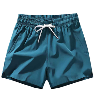 Shorts décontractés en coton de haute qualité pour hommes, respirants, pour l'été, taille élastique, logo OEM personnalisé, tissé sur le devant, uni, teint en masse - Product Image 5