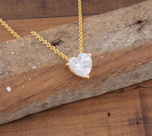 Collar con Corazón de Circonia Cúbica, Chapado en Oro de 18K, Circonia Cúbica A++, Colgante de Corazón Minimalista, Joyería para Mujer, Venta al Por Mayor, Antideslustre - Product Image 3