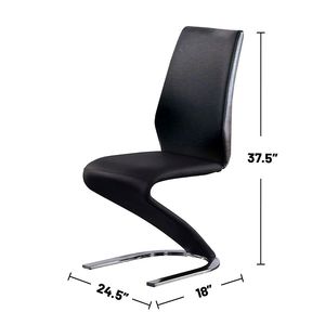 Set di 2 sedie laterali imbottite in similpelle in finitura nera e cromata per sala da pranzo - Product Image 3