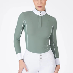 Camisa de equitación para mujer, tela suave y elástica, cómoda, elegante y de ajuste perfecto para entrenamiento y eventos. - Product Image 1